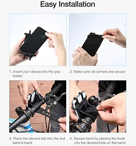 Универзален 360 ° ротација на силиконски велосипед држач за монтирање на мобилен телефон, рачка за iPhone 11 Pro Max/XR/XS Max, Samsung Galaxy S9 Plus - 4,0 - 6,1 инчи