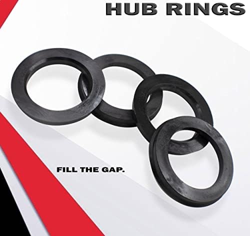 Делови за додатоци на тркала сет од 4 центрички прстен од 74 мм ОД до 65,10 мм центар за центар, црн поликарбонат