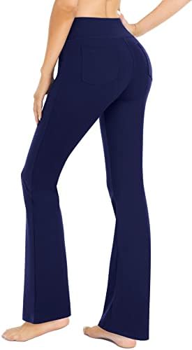 Mirity Women Bootcut со висока половината јога панталони со џебови - контрола на лесна и стомак