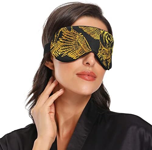 Унисекс спиење маска за очи Златно-неликорно-летање-небо ноќ за спиење маска удобно покритие за сенка за спиење на очите