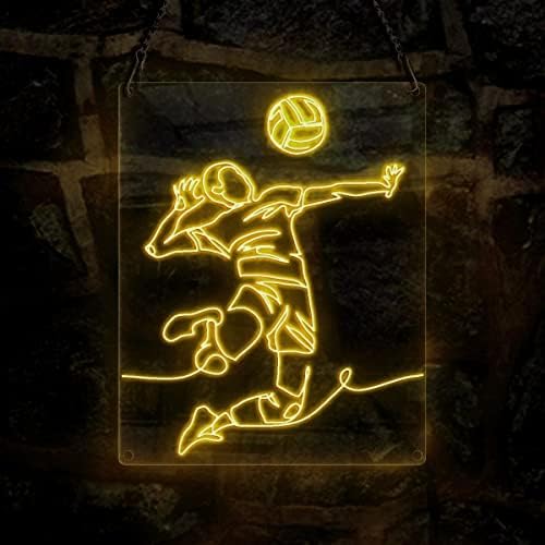 Одбојка играч машки скокови напад играјќи одбојка неонски знак, спортска тема рачно изработена ел жица неонски знак, домашна украсна wallидна
