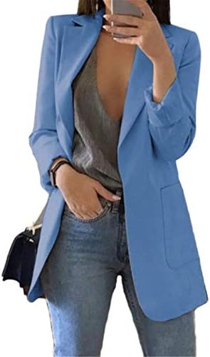 Облеки за Andongnywell за жени со долга ракав со цврста боја, обичен елегантен деловен костум за деловни активности