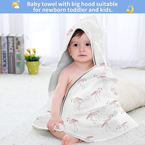 vvfelixl Бебе качулка со пешкири Фламингос модел Абсорбента Бебе крпи памук мека бања за новороденче, дете 35x35in лето бело