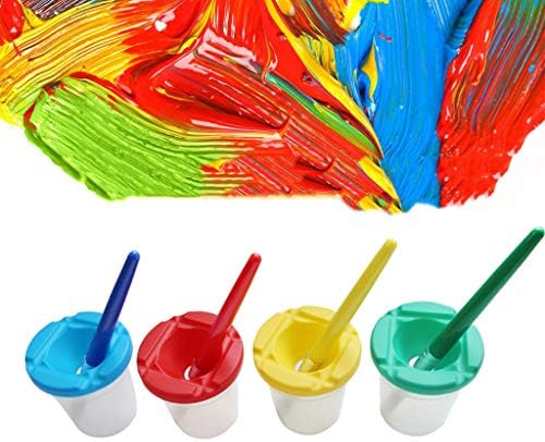 4 парчиња чаши без чаши боја бојата на бојата на бојата на бојата + доказ 4PCS четка за истурање истурање канцеларија за канцелариски канцелариски пенкала