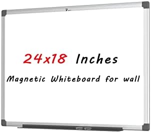 Магнетна табла со магнетна суво бришење бела табла, сребрена алуминиумска рамка, табла за wallид со послужавник за пенкало и додатоци