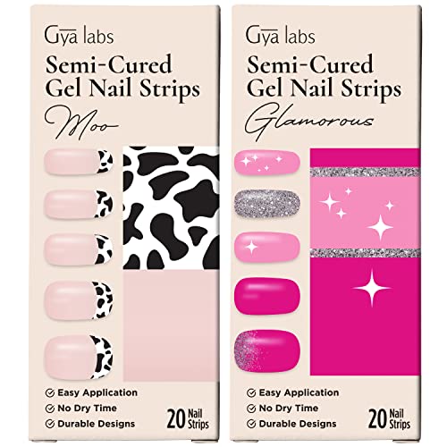 Сет на налепници за нокти Gya Labs - долготрајни нокти за жени - полу -излечени гел ленти за нокти - налепници за нокти за комплет за