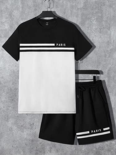 Nibhz Облека со две парчиња за мажи мажи, графички графички бои и шорцеви за половината за влечење