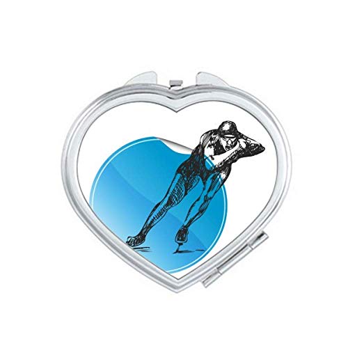 Зимско спортско лизгање сино акварел огледало за зголемување на преносно рачно џеб шминка