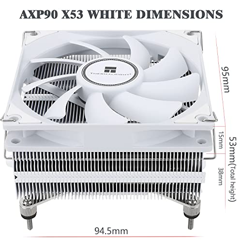 Термичка ОСКА AXP90-X53 Бел Ладилник ЗА Воздух НА Процесорот Со Низок Профил, 53mm Висина, Tl-9015w Slin Pwm Вентилатор, Aghp Технологија,