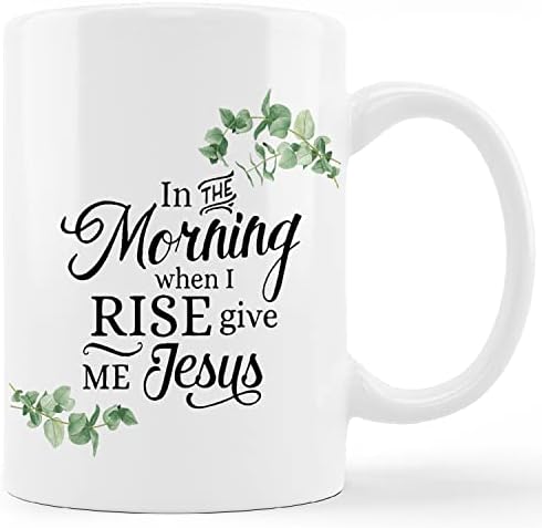 Кунлиса смешна христијанска чаша чаша, наутро кога ќе се издигнам, дај ми го Керамички керамички кригла-11oz кафе млеко чај чаша чаша, кригла