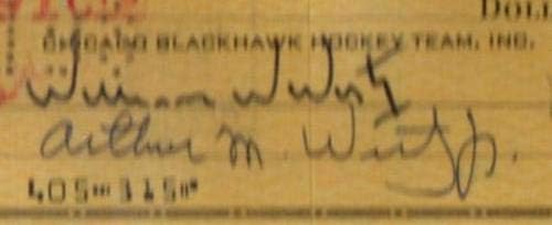 Бекет-бас Вилијам Вирц-аб Мекдоналд Потпиша 1962 Чикаго Блекхокс Проверете 5466-Нхл Намалување На Потписи