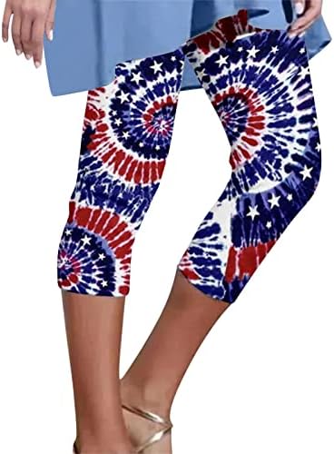 Хеланки со висок Струк За Жени Американско Знаме Не Видете Преку Денот На Независноста Печатени Панталони За Трчање Велосипедизам
