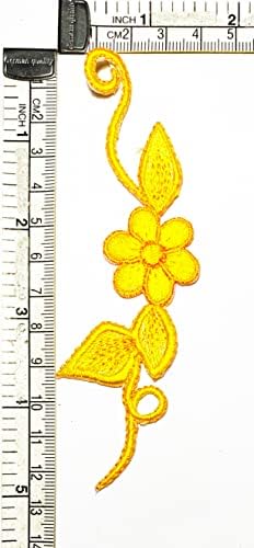 Кленплус 3 парчиња. Убава Жолта Цветна Лоза Извезено Железо на Шиење На Лепенка Модни Цвеќиња Лепенки За Налепници За Костими