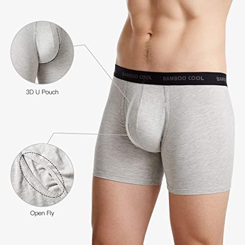 Bamboo Cool Men Man's Man's Man's Underwear Boxer Browns Pack Bamboo Viscose Soft Dishable Dishable Drong Lounge Lear долна облека