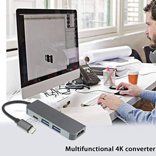 Конектори 4-во-1 Докинг станица Тип-Ц до USB3.0x2+PD+HDMI мултифункционална сплит линии за читање картички за читање и репродукција-САД-САД