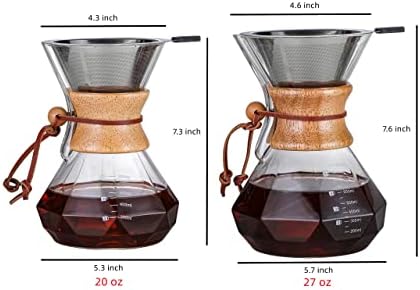 Hyaxgm истурете го производителот на кафе со дрвен ракав ， 27oz/800ml, стаклен сад за кафе со не'рѓосувачки челик