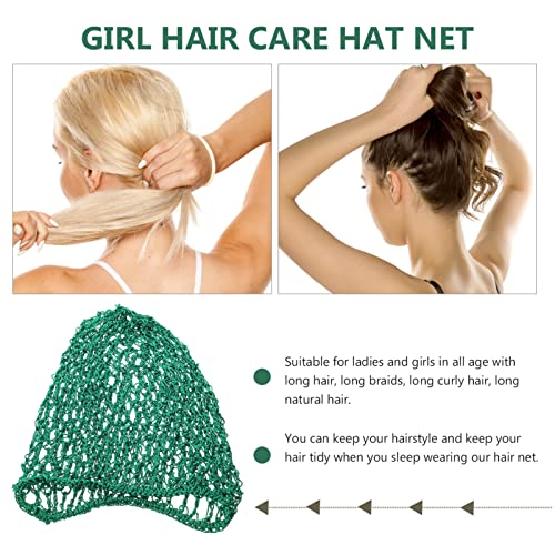 Fomiyes mesh crochet hase net rayon плетено снуд капа густа фризура што ја покрива косата обвивки за спиење за жени додатоци за коса зелена зелена