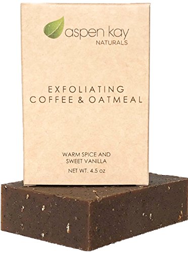 Aspen Kay Naturals кафе и овесна каша ексфолирачки сапун, природни и органски состојки. Прекрасен сапун за ексфолирачки тела, за мажи и жени. ГМО бесплатно. 4,5 мл бар