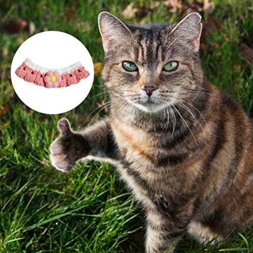 Tehaux Pet Pet Cat Cat Cable Pece-Pet јака цвет, плетена јака, прилагодлива јака за мачки, случајна боја