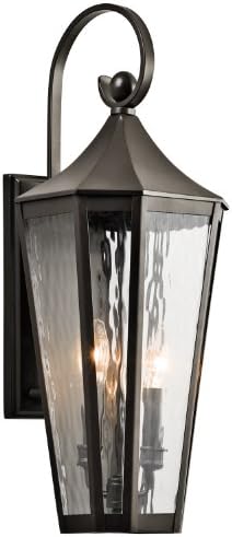 Kichler Rochdale 24,75 2 Светло на отворено wallидно светло со стакло од дожд во Олде Бронза®