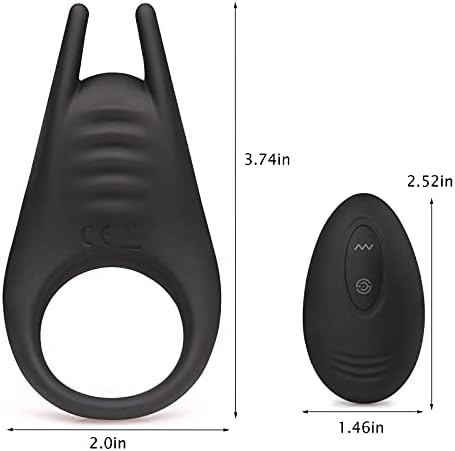 Вибрирачки петел прстен со дизајн на зајаци, прилагодлив прстен на пенисот со 10 режими на вибрира, силиконски машки секс играчки