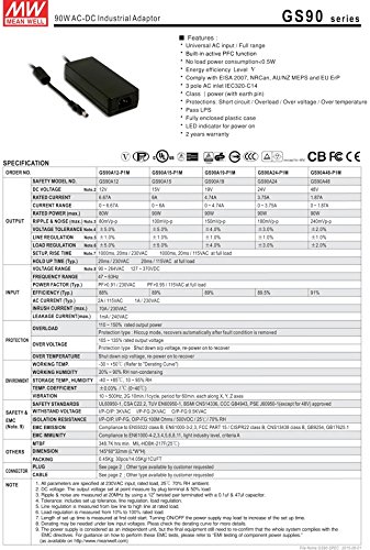 Десктоп Индустриски Адаптер 80W 12V 6.67 Gs90a12-P1M Menwell AC-DC SMPS Gs90 Серија ЗНАЧИ Добро Префрлување Напојување