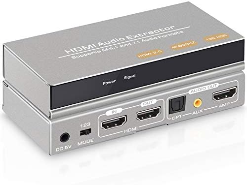 Tensun HDMI Аудио Екстрактор 4K 60HZ 7.1 CHDMI 2.0 Адаптер Сплитер со 7.1 Атоми + Оптички Toslink SPDIF +3.5 mm Стерео Аудио Поддржува