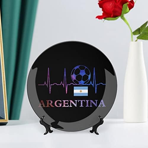 Аргентинско знаме ФудбалКустим Фото коска Кина Декоративна чинија личност Керамичка вечера за занаети за жени мажи подароци со штанд за приказ