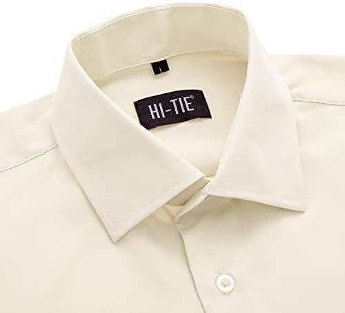 Hi-Tie Manights 4-насочен фустан за истегнување кошули со брчки, долги ракави, лежерна кошула надолу