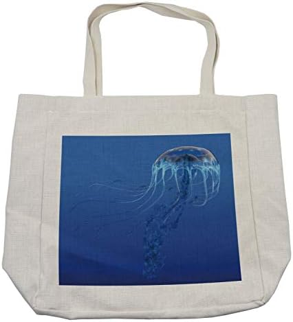 Торба за купување медуза од медуза, сина забележана желе риба аквариум живот морски животни океански предатор во длабока вода,
