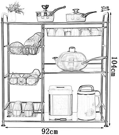 MTYLX Отстранлива кујна полица, решетки за складирање метални полици со зеленчук полица микробранова печка за рерна сад за вртење на тркала за складирање на рици, сре