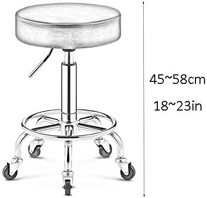 Столница на работната маса на тркалото ， столче за коса со кафеава пун-синтетичко кожен седиште ， прилагодлива висина 45-58 см ， Поддржана тежина
