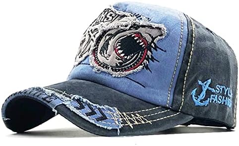 Ретро ајкула извезена бејзбол капа од памук за миење садови, мажи, жени, истегнуваат камиони со камиони, тато капи