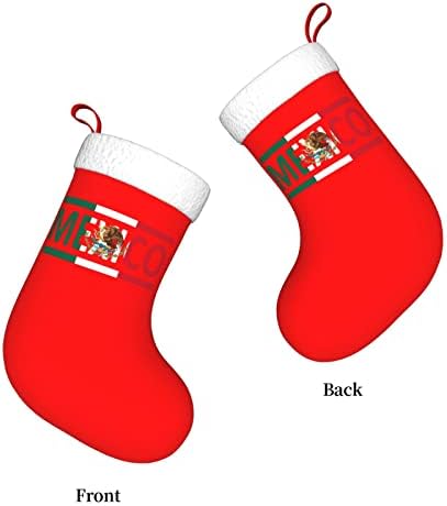 Мексиканско знаме на исеченост Кристама чорапи Божиќни украси на дрво Божиќни чорапи за Божиќна празнична забава подароци 18-инчи