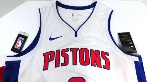Андре Драмонд го потпиша Најк Пистонс Бели кошаркарски дрес 52 xl w/ознаки Автоматски - автограмирани дресови во НБА