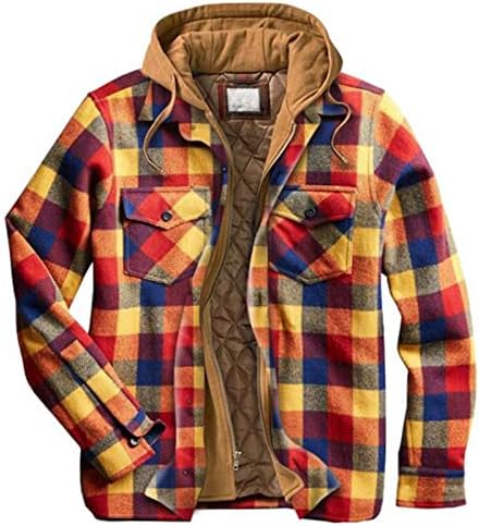 Pxloco наредени јакна за шахти мажи фланел худи ватиран мажички шари долги симпатични есенски кошули за мажи плус големина карирана