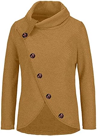 Женски памучни џемпери мода есенско копче за зимски долги ракави надолу од нередовен плетен џемпер