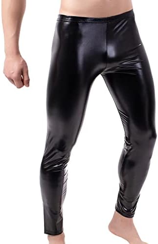 Машка машка кожена кожа тесни панталони за човечки хеланки ПВЦ долги панталони
