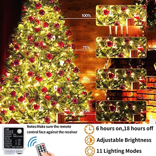 393FT 1000 LED боја за промена на божиќните светла, топли бели повеќе бајки со повеќе бои, 9 режими на осветлување Божиќни светла со