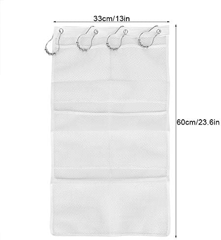Topincn 6 џебови за бања играчки организатор мрежа wallид што виси торба за туширање Брзо сув држач за складирање на бања