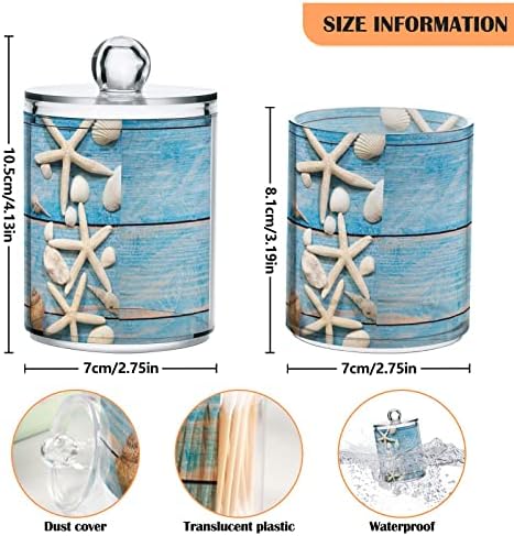 иневгого Морски Школки Морска Ѕвезда 2 Пакет Држач За Топче Од Памук Организатор Диспензер Пластичен Канистер За Бања Со Капаци