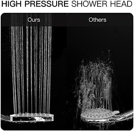 Глава За туширање Под висок Притисок Со Рачни-Модерни Квадратни Рачни Глави За Туширање - 6 Поставки одвојлива глава за туширање