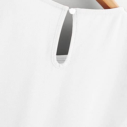 Женски врвови 2023 летни модни кошули со кратки ракави секси патент против вратот шифон туничен обичен цврсто лабаво вклопување блузи