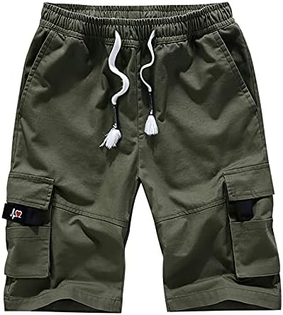 Кратки панталони за мажи за машка мода за џебни панталони памук памук со пет точки со комбинезони каки