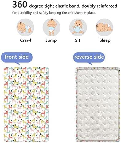 Цртани филмови опремени мини чаршафи за креветчиња, преносни листови за мини-креветчиња за меки мали деца, вграден лист за бебиња