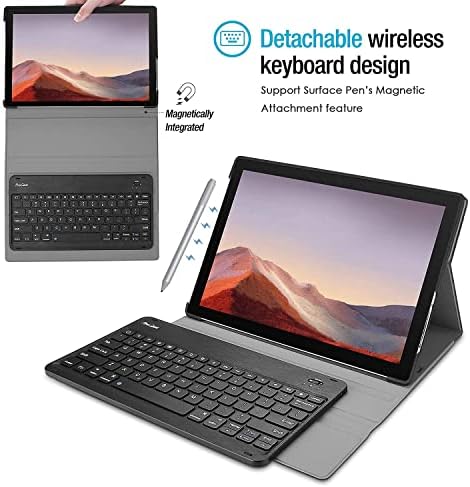 Случај за тастатура Procace за Surface Pro 7 Plus 2021 / Pro 7 2019 / Pro 6 2018 / Pro 5 2017 / Pro 4 2015 Пакет со заштитник на екранот