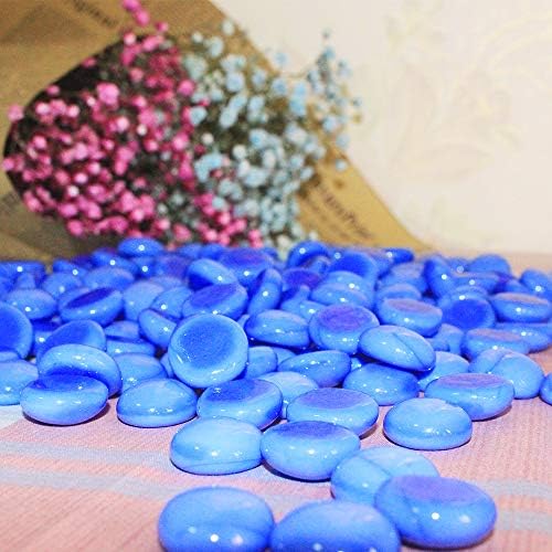 Сини рамни стаклени мермери за вазни, најголемиот дел од 17 lb Декоративни мониста за вазни полнила, занаети, распрскувач на маса, аквариуми