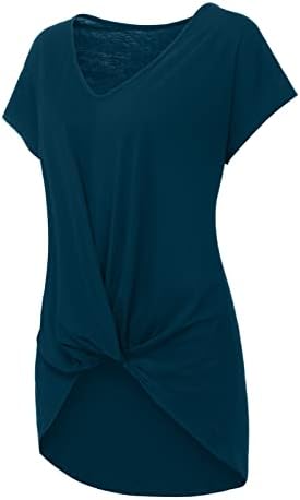 Високи предни кошули со низок пресврт за жени, солиден краток ракав против вратот, не се носат неправилни долги туники со хеланки