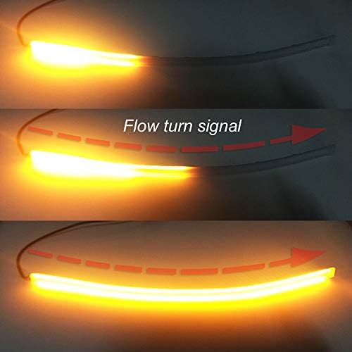 Ксинфок 60см Нов Тенок Килибар Секвенцијален ФЛЕКСИБИЛЕН LED DRL Лента за дневно светло на Фаровите со жолта трепкачка светилка 12V