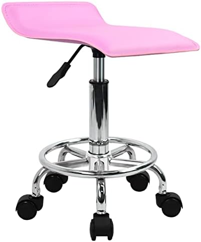 Kktoner Square Height, прилагодлива тркалачка столица со одмор, PU кожено седиште Перница спа -подготвеност салон тетоважа работа вртливата